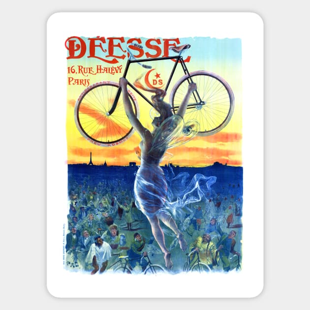 Vintage Travel Poster France Deesse Bicycles Sticker by vintagetreasure